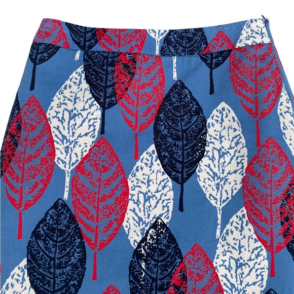 Boden Women’s 4L Leaf Print A Line Pencil Skirt, Red, White, & Blue Skirt - Picture 4 of 9